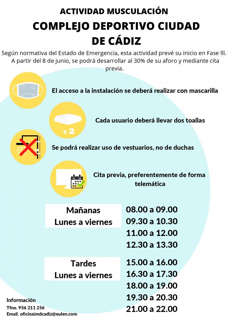 ACTIVIDAD MUSCULACIÓN COMPLEJO DEPORTIVO CIUDAD DE CÁDIZ Instituto Municipal de Deportes ACTIVIDAD MUSCULACIÓN COMPLEJO DEPORTIVO CIUDAD DE CÁDIZ Instituto Municipal de Deportes